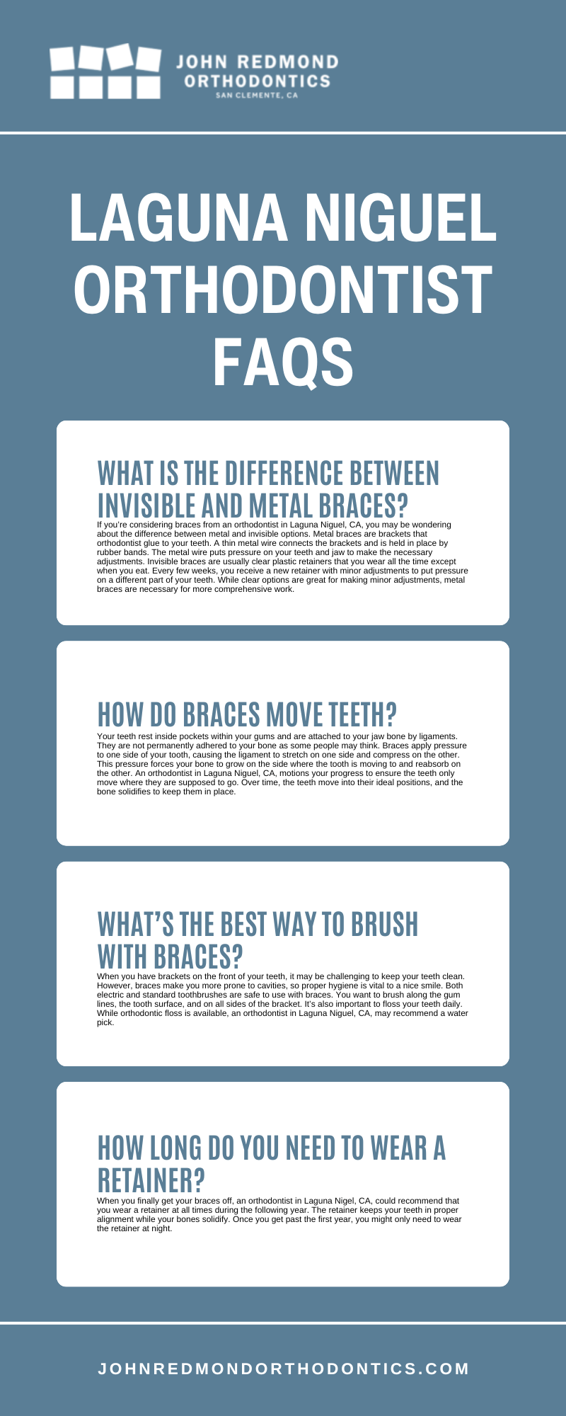 Laguna Niguel Orthodontist FAQs Infographic